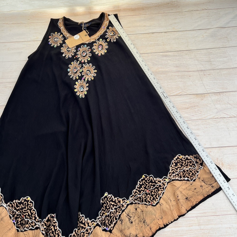 Riviera Sun Batik Embroidered Dress Sundresses for Women Black/Beige Size M - Picture 10 of 14
